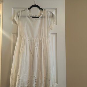 Monteau white dress. Great for spring or summer outing.